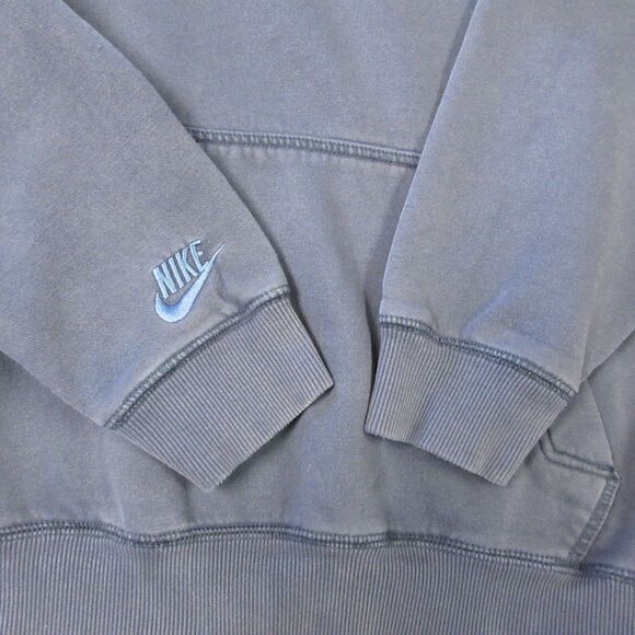 NIKE Navy Blue Spellout VINTAGE Hoodie Sz M Grey Silver Tag Sweatshirt 90s Y2K - Picture 5 of 14